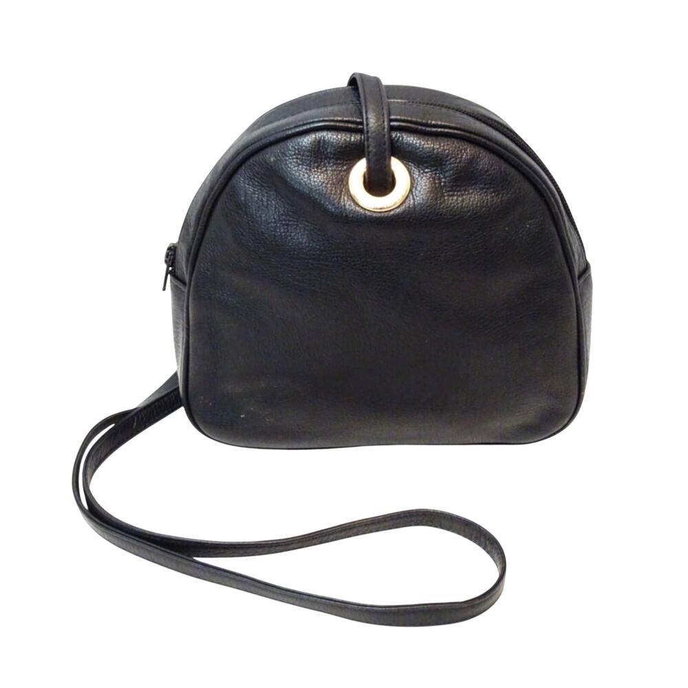 Adrienne Vittadini Black Genuine Leather Crossbody Bag